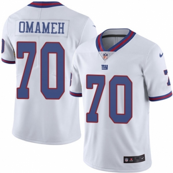 Men's Nike New York Giants 70 Patrick Omameh Elite White Rush Vapor Untouchable NFL Jersey