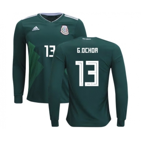 Mexico 13 G.Ochoa Home Long Sleeves Kid Soccer Country Jersey