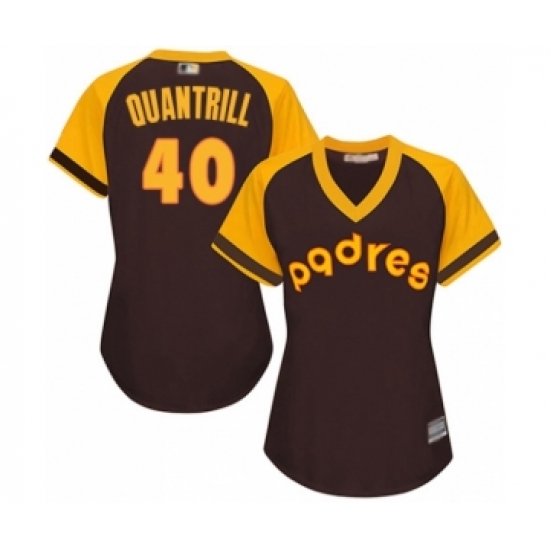 Women's San Diego Padres 40 Cal Quantrill Authentic Brown Alternate Cooperstown Cool Base Baseball Player Jersey