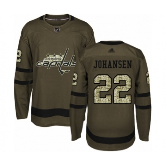 Youth Washington Capitals 22 Lucas Johansen Authentic Green Salute to Service Hockey Jersey