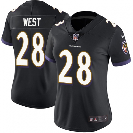 Women's Nike Baltimore Ravens 28 Terrance West Black Alternate Vapor Untouchable Limited Player NFL Jersey