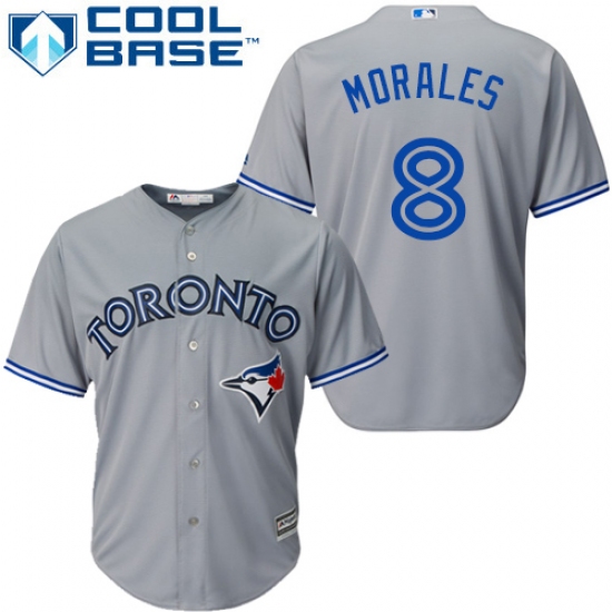 Men's Majestic Toronto Blue Jays 8 Kendrys Morales Replica Grey Road MLB Jersey