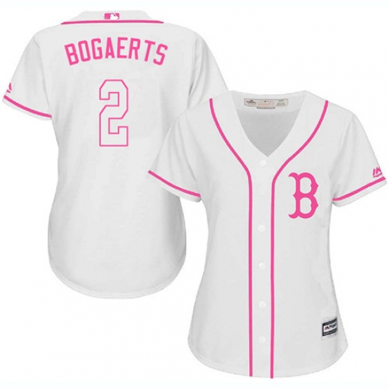 Women's Majestic Boston Red Sox 2 Xander Bogaerts Authentic White Fashion MLB Jersey