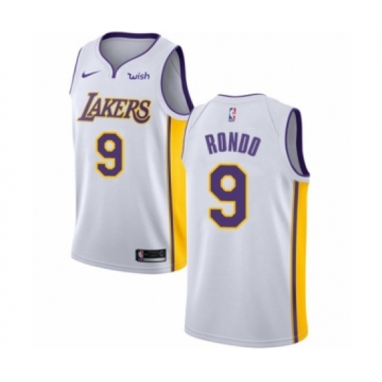 Women's Los Angeles Lakers 9 Rajon Rondo Authentic White Basketball Jersey - Association Edition