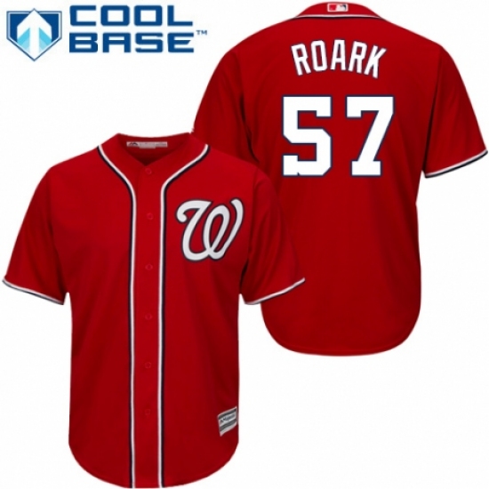 Youth Majestic Washington Nationals 57 Tanner Roark Replica Red Alternate 1 Cool Base MLB Jersey