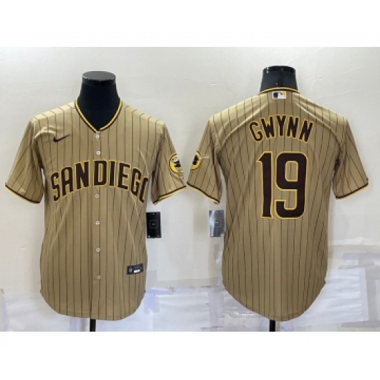 Men's San Diego Padres 19 Tony Gwynn Gray Stitched MLB Cool Base Nike Jersey