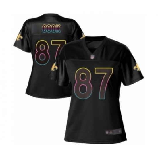 Women's New Orleans Saints 87 Jared Cook Limited Pink Rush Fashion Football Jersey