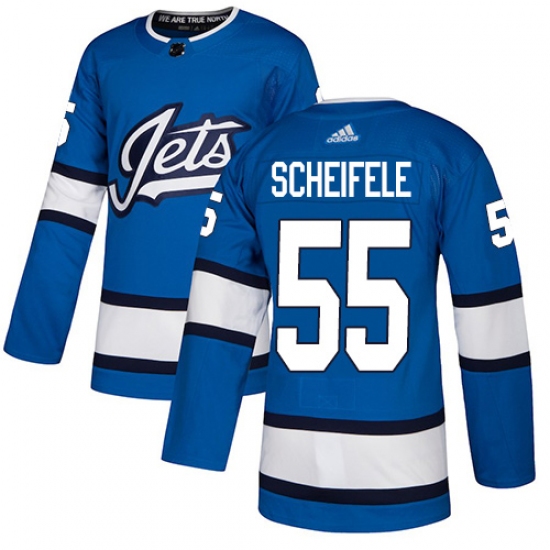 Men's Adidas Winnipeg Jets 55 Mark Scheifele Authentic Blue Alternate NHL Jersey