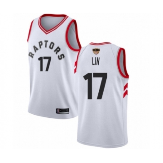 Women's Toronto Raptors 17 Jeremy Lin Swingman White 2019 Basketball Finals Bound Jersey - Association Edition