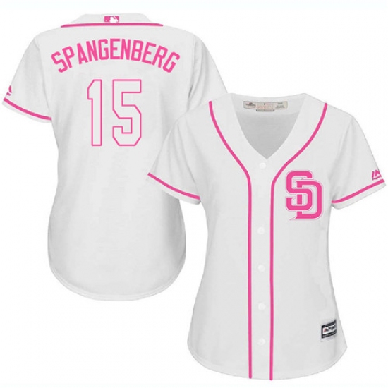 Women's Majestic San Diego Padres 15 Cory Spangenberg Authentic White Fashion Cool Base MLB Jersey