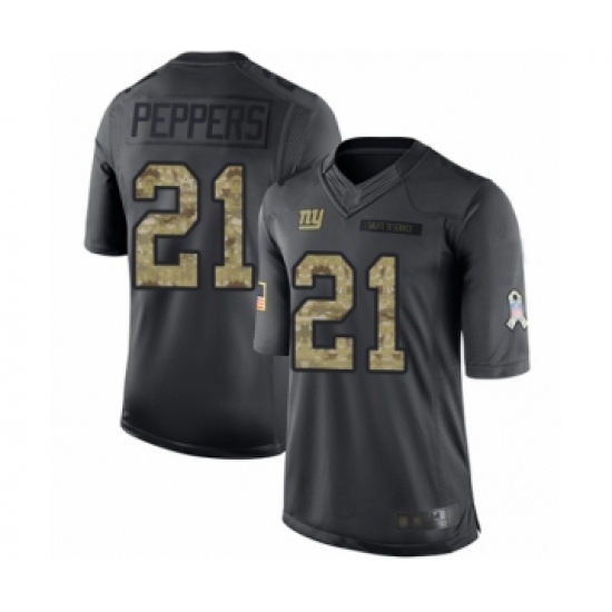 Men's New York Giants 21 Jabrill Peppers Limited Black 2016 Salute to Service Football Jersey