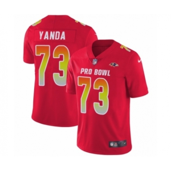 Youth Nike Baltimore Ravens 73 Marshal Yanda Limited Red AFC 2019 Pro Bowl NFL Jersey