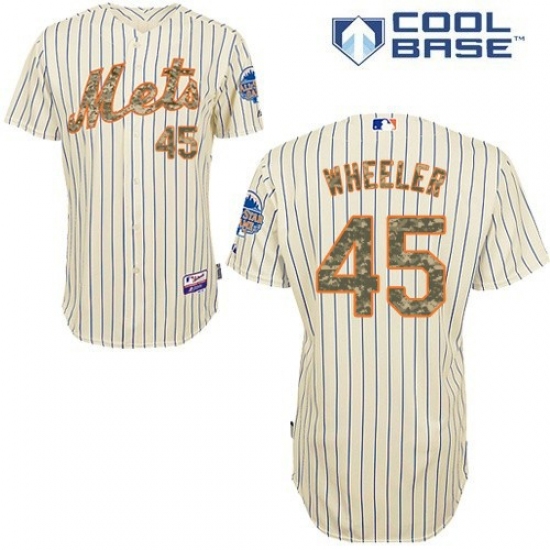 Men's Majestic New York Mets 45 Zack Wheeler Authentic Cream USMC Cool Base MLB Jersey