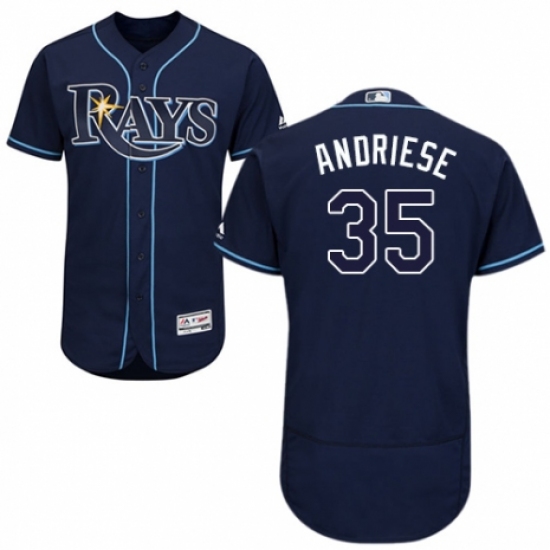 Men's Majestic Tampa Bay Rays 35 Matt Andriese Navy Blue Alternate Flex Base Authentic Collection MLB Jersey