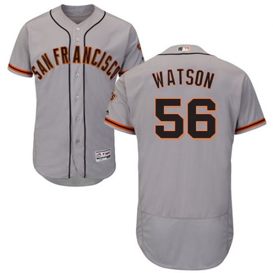 Men's Majestic San Francisco Giants 56 Tony Watson Grey Road Flex Base Authentic Collection MLB Jersey