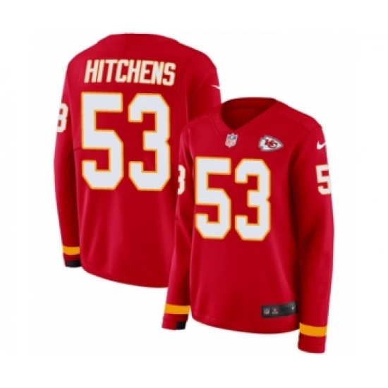 Women's Nike Kansas City Chiefs 53 Anthony Hitchens Limited Red Therma Long Sleeve NFL Jersey