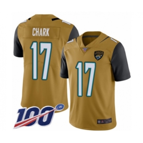 Men's Jacksonville Jaguars 17 DJ Chark Limited Gold Rush Vapor Untouchable 100th Season Football Jersey