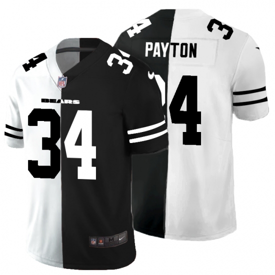 Men's Chicago Bears 34 Walter Payton Black White Limited Split Fashion Football Jersey