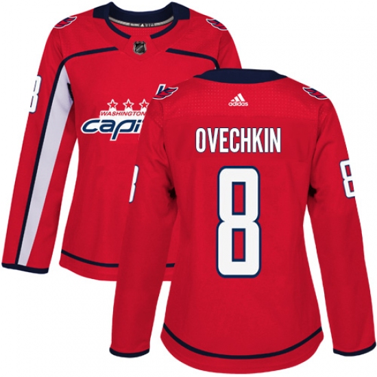 Women's Adidas Washington Capitals 8 Alex Ovechkin Authentic Red Home NHL Jersey