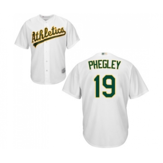 Men's Oakland Athletics 19 Josh Phegley Replica White Home Cool Base Baseball Jersey