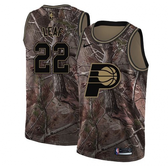 Men's Nike Indiana Pacers 22 T. J. Leaf Swingman Camo Realtree Collection NBA Jersey