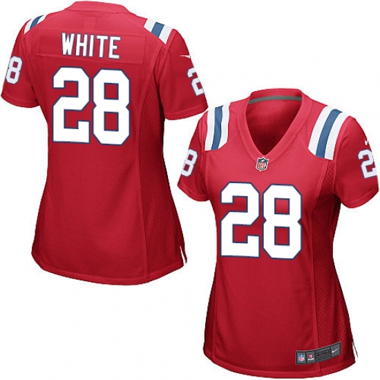 Women's Nike New England Patriots 28 James White Game Red Alternate NFL Jersey