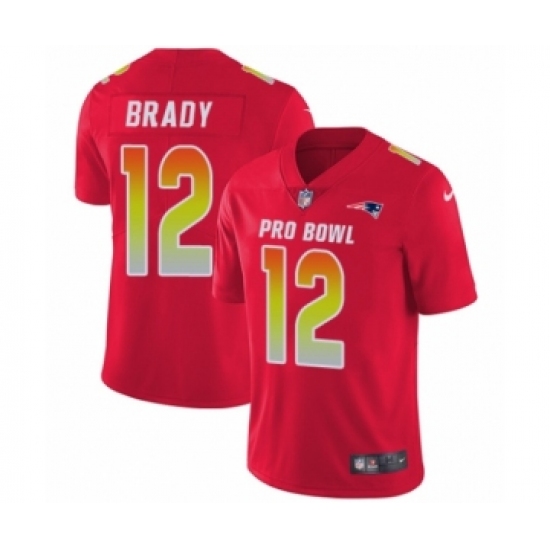 Men's Nike New England Patriots 12 Tom Brady Limited Red AFC 2019 Pro Bowl NFL Jersey