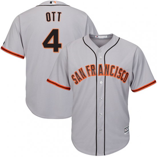 Youth Majestic San Francisco Giants 4 Mel Ott Authentic Grey Road Cool Base MLB Jersey