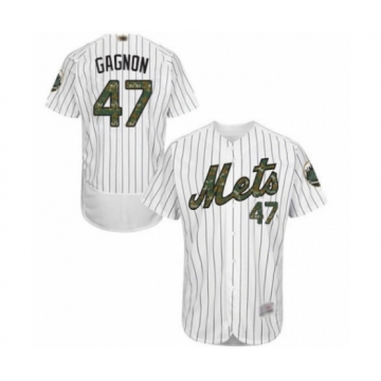 Men's New York Mets 47 Drew Gagnon Authentic White 2016 Memorial Day Fashion Flex Base Baseball Player Jersey