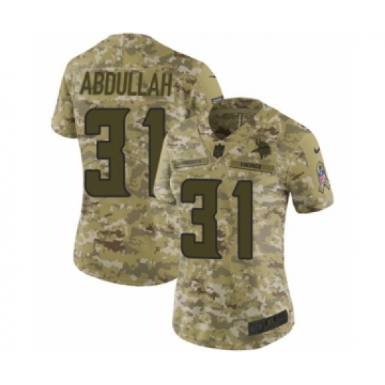 Women's Nike Minnesota Vikings 31 Ameer Abdullah Limited Camo 2018 Salute to Service NFL Jersey