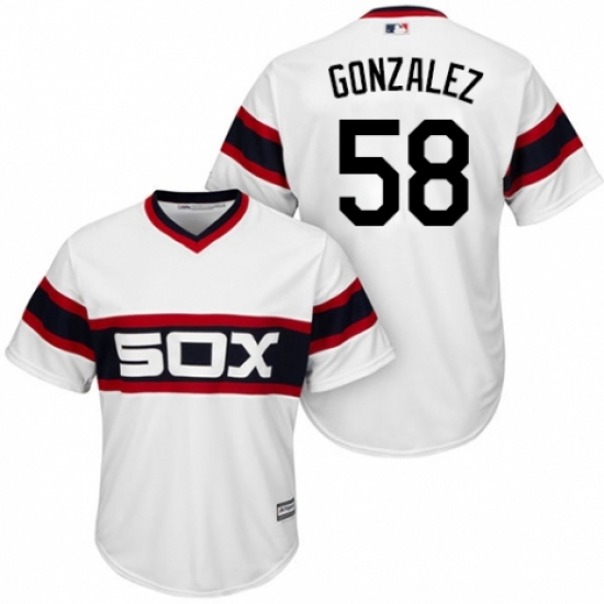 Men's Majestic Chicago White Sox 58 Miguel Gonzalez Replica White 2013 Alternate Home Cool Base MLB Jersey