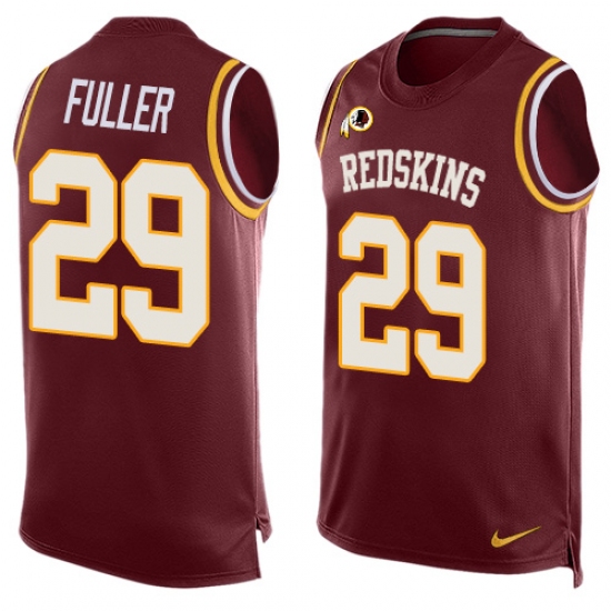 Men's Nike Washington Redskins 29 Kendall Fuller Limited Red Player Name & Number Tank Top NFL Jersey