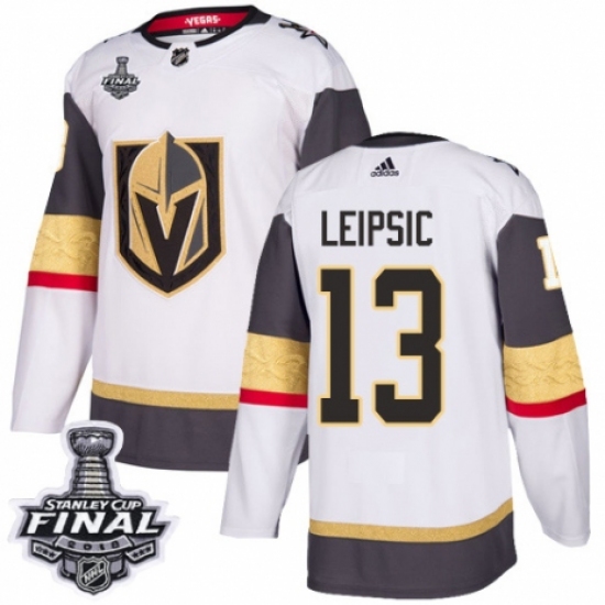 Youth Adidas Vegas Golden Knights 13 Brendan Leipsic Authentic White Away 2018 Stanley Cup Final NHL Jersey