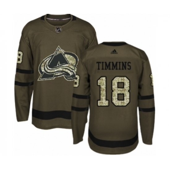 Youth Adidas Colorado Avalanche 18 Conor Timmins Authentic Green Salute to Service NHL Jersey