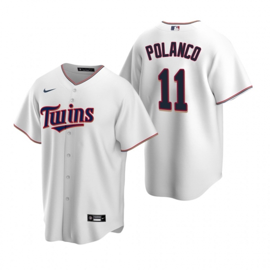 Men's Nike Minnesota Twins 11 Jorge Polanco White Home Stitched Baseball Jersey