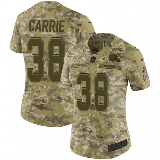 Women's Nike Cleveland Browns 38 T. J. Carrie Limited Camo 2018 Salute to Service NFL Jersey