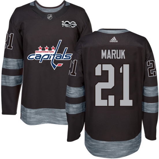 Men's Adidas Washington Capitals 21 Dennis Maruk Premier Black 1917-2017 100th Anniversary NHL Jersey