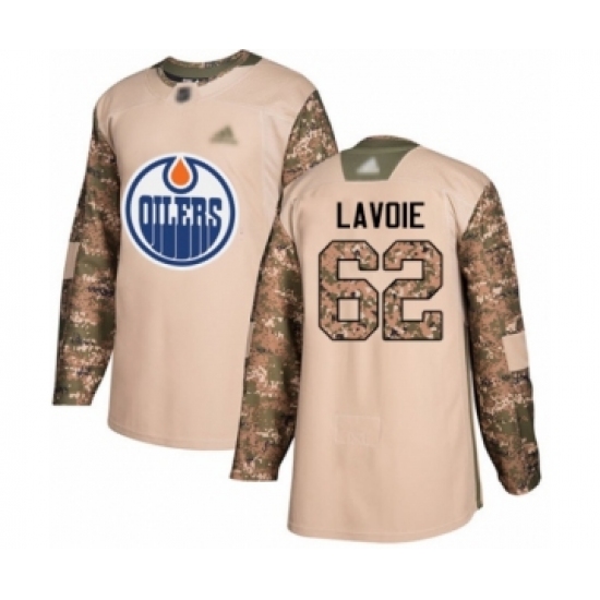 Youth Edmonton Oilers 62 Raphael Lavoie Authentic Camo Veterans Day Practice Hockey Jersey