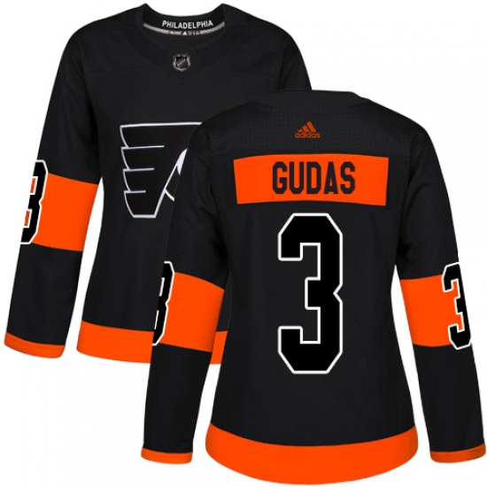 Women's Adidas Philadelphia Flyers 3 Radko Gudas Premier Black Alternate NHL Jersey