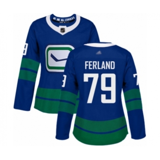 Women's Vancouver Canucks 79 Michael Ferland Authentic Royal Blue Alternate Hockey Jersey