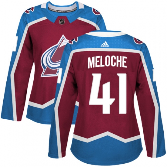 Women's Adidas Colorado Avalanche 41 Nicolas Meloche Premier Burgundy Red Home NHL Jersey