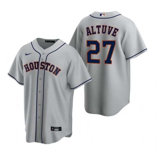 Men's Nike Houston Astros 27 Jose Altuve Gray Road Stitched Baseball Jersey