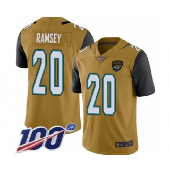 Men's Nike Jacksonville Jaguars 20 Jalen Ramsey Limited Gold Rush Vapor Untouchable 100th Season NFL Jersey