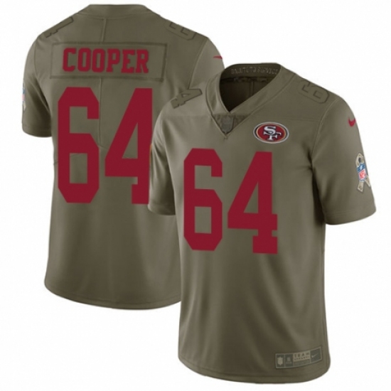 Youth Nike San Francisco 49ers 64 Jonathan Cooper Limited Olive 2017 Salute to Service NFL Jersey