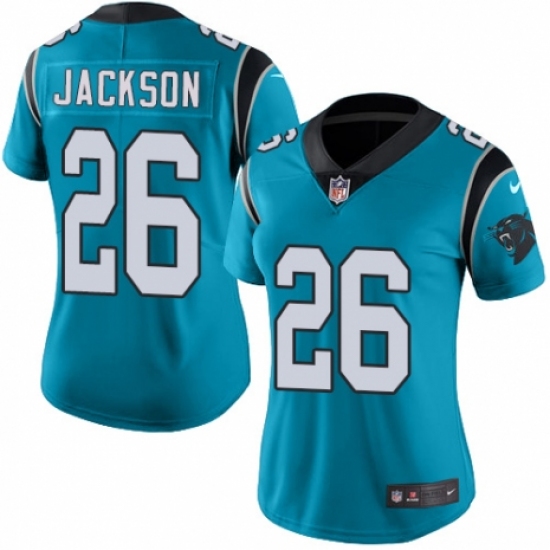 Women's Nike Carolina Panthers 26 Donte Jackson Blue Alternate Vapor Untouchable Limited Player NFL Jersey