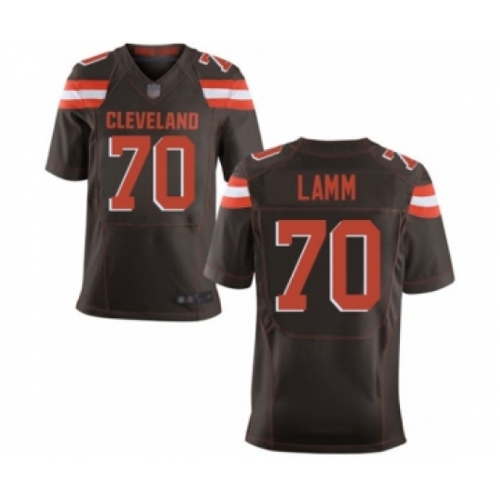 Men's Cleveland Browns 70 Kendall Lamm Elite Brown Team Color Football Jersey