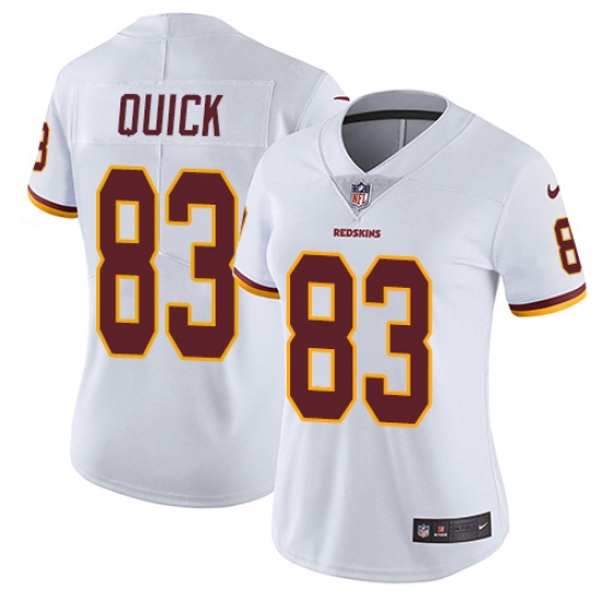 Women's Nike Washington Redskins 83 Brian Quick White Vapor Untouchable Limited Player NFL Jersey