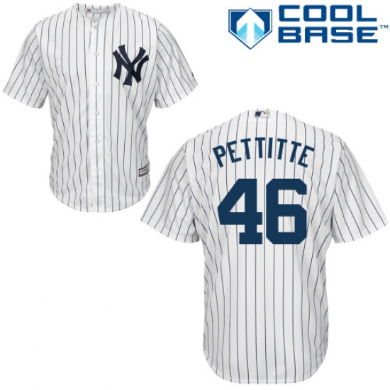 Youth Majestic New York Yankees 46 Andy Pettitte Authentic White Home MLB Jersey