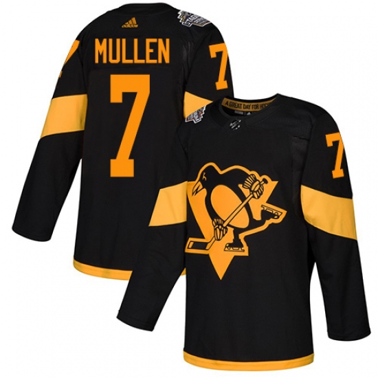 Men's Adidas Pittsburgh Penguins 7 Joe Mullen Black Authentic 2019 Stadium Series Stitched NHL Jersey