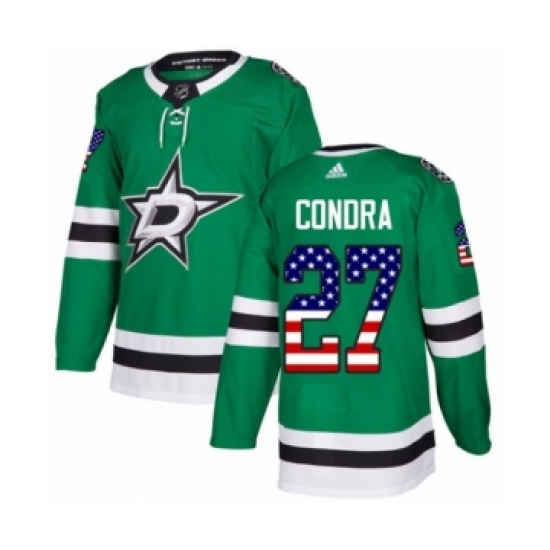 Youth Adidas Dallas Stars 27 Erik Condra Authentic Green USA Flag Fashion NHL Jersey